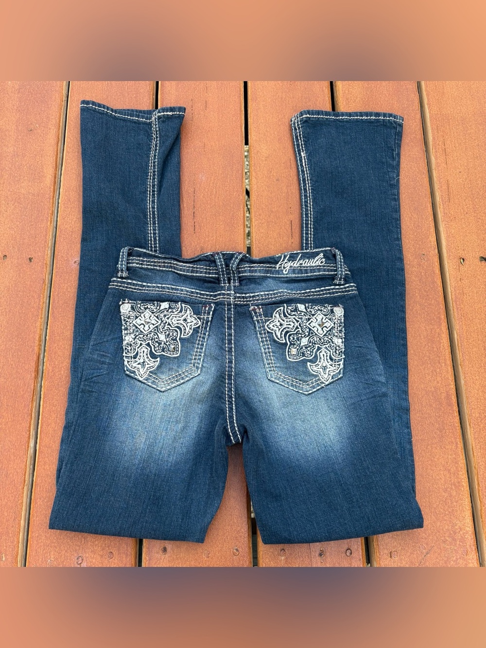Y2K Western Hydraulic Embroidered Back Pocket Lola Micro Bootcut Jeans